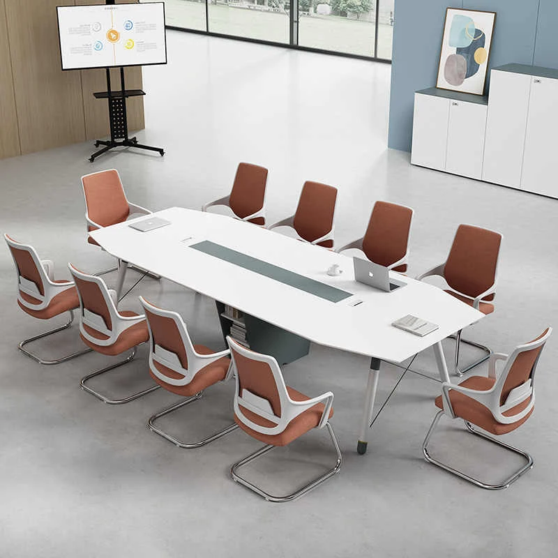 

Конференц-зал, простой современный тренинговый стол, длинный, большой и маленький столы для переговоров и стулья