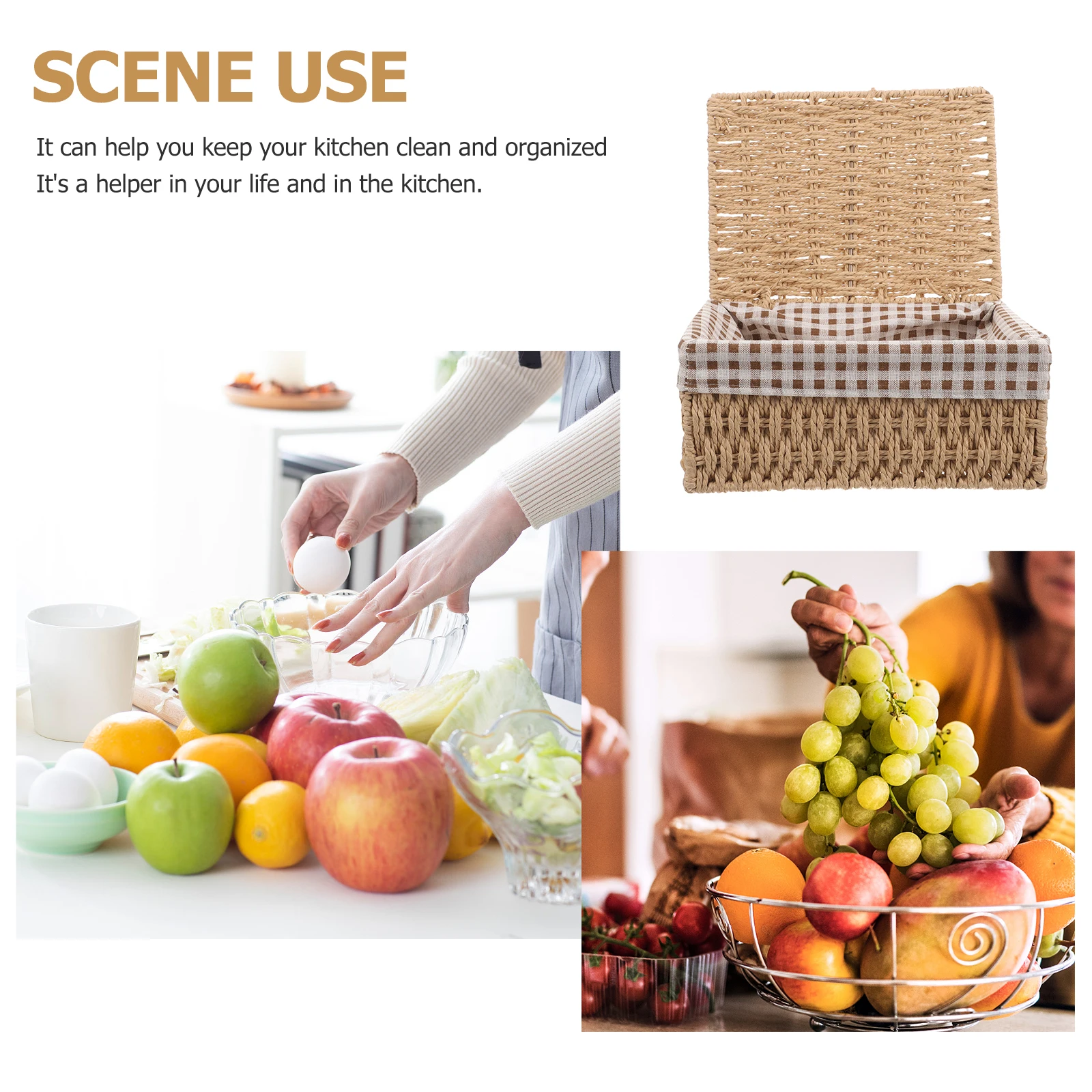 

1pcs Paper Rope Storage Baskets Desktop Organizer Woven Snack Sundries Basket Bedroom Home Decorative Household Accessory Small