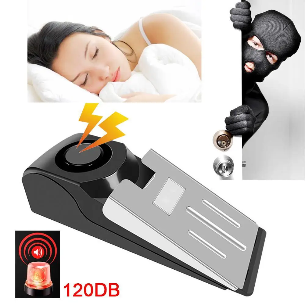 120 db Wireless Door Stop Stopper Alarm Block Blocking System Anti-theft Burglar Stop System Home Security Wedge Stopper Shaped