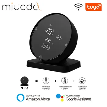 MIUCDA Tuya WiFi Smart Temperatur Feuchtigkeit Sensor, Thermometer Detektor IR Fernbedienung Arbeit Mit Alexa Google Home Alice