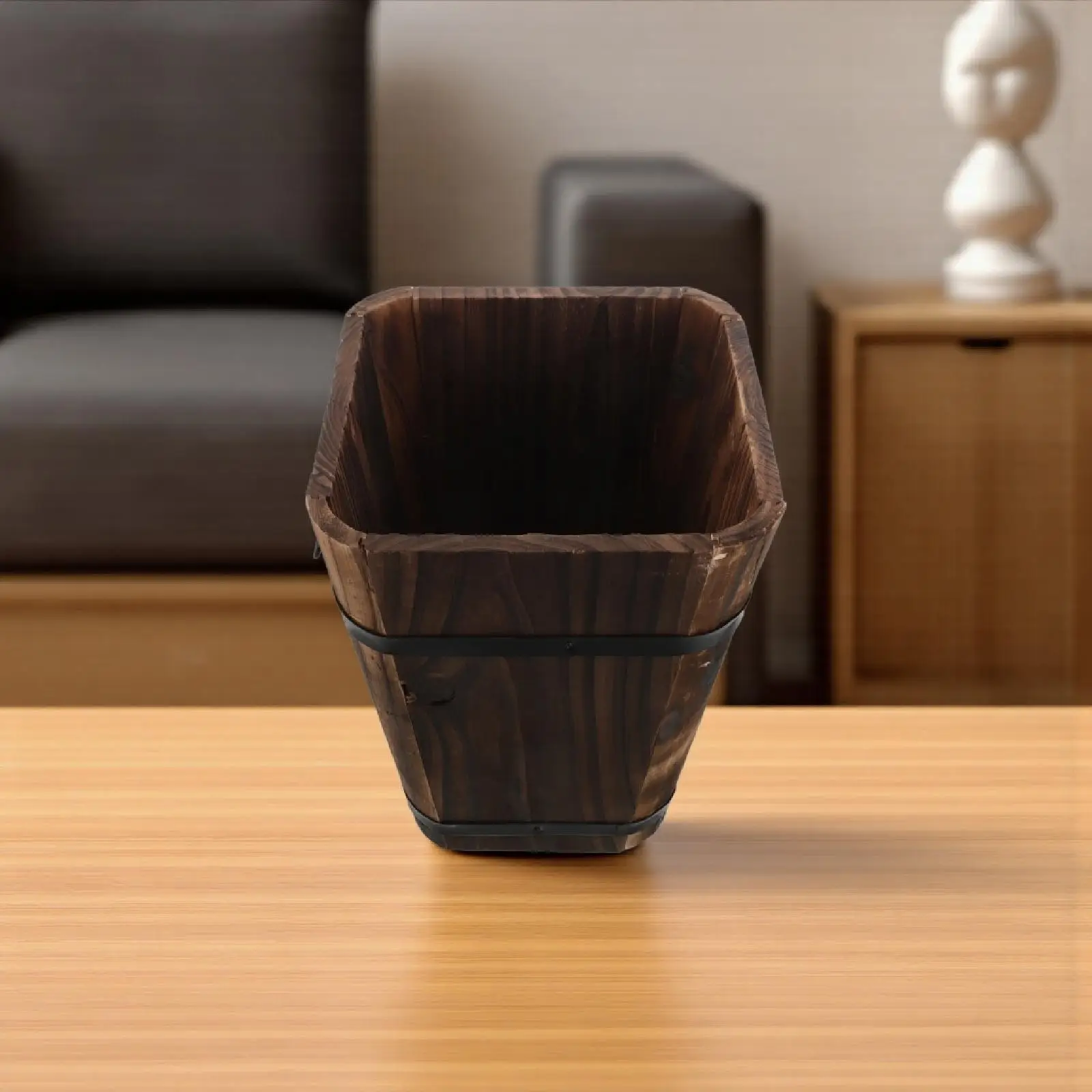 

Carbonized Wood Umbrella Stand Holder with Drainage Holes for Indoor Outdoor Use Entryway Storage Rack for Umbrellas Walking