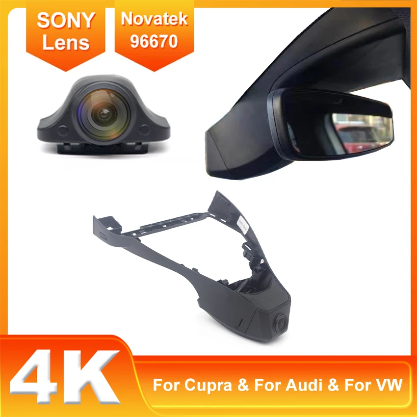 Plug and play 4K Dash Cam For Cupra Tavascan 2023-2025 For Audi Q4 2022 For VW ID.4 2021-2024, WiFi Car DVR Camera, OEM Style