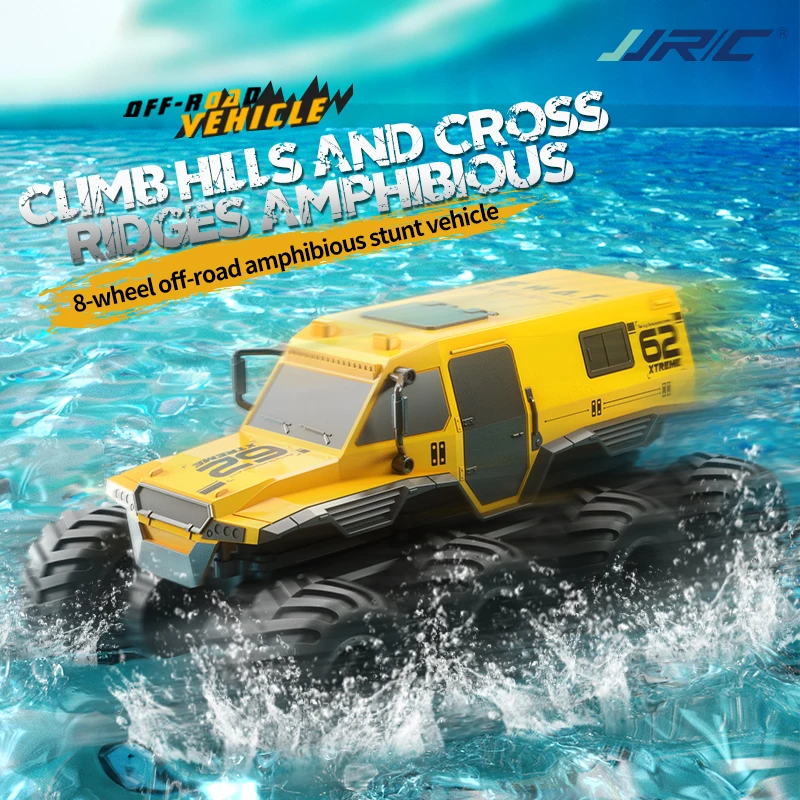 JJRC-Véhicule cascadeur amphibie tout-terrain pour enfants, voiture RC, radiocommande, course à grande vitesse, camion d'escalade, jouet pour garçons, 8 roues, 8x8, Qaudit