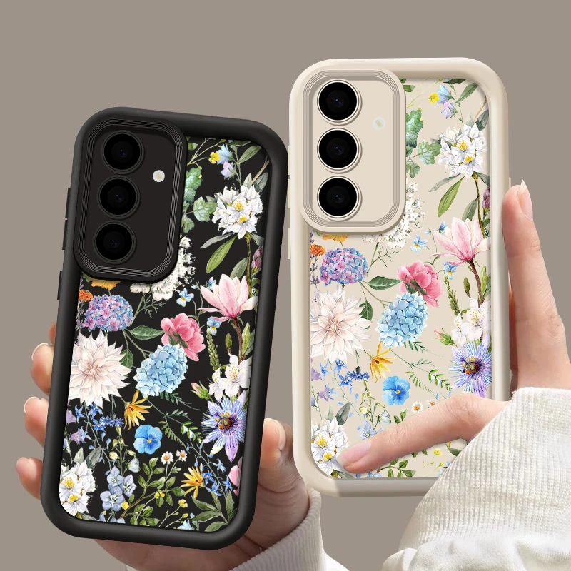 Shockproof Silicone Flower Leaves Case For Samsung Galaxy S24 S23 Ultra S22 S21 S20 FE A52 A53 A14 A34 A54 A15 A35 A55 5G Cover