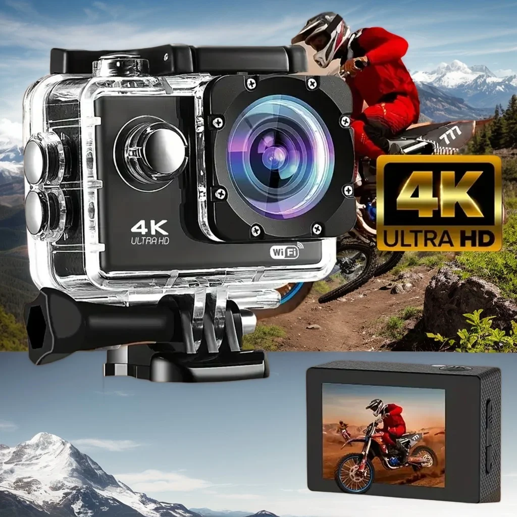 

​​Ultra HD Action Camera - 4K 30fps WiFi Waterproof Sports Camera 2.0" 170° for Helmet Underwater Use​​