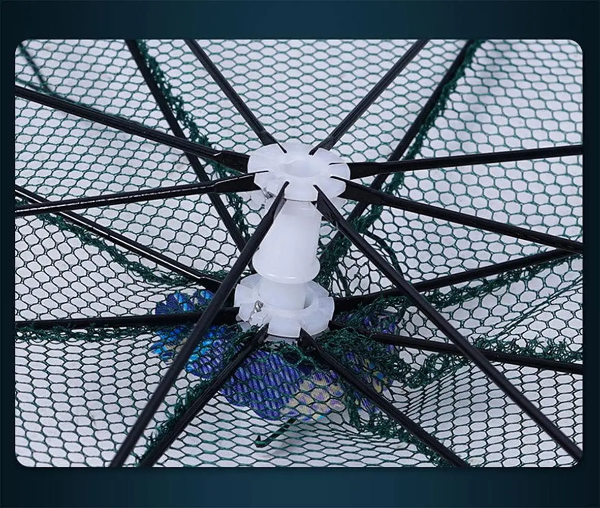 Foldable Fishing Bait Trap Cast Net Cage with 18 Feets Nylon Rope for Catching Small Bait Fish Eels Crab Lobster Minnows S