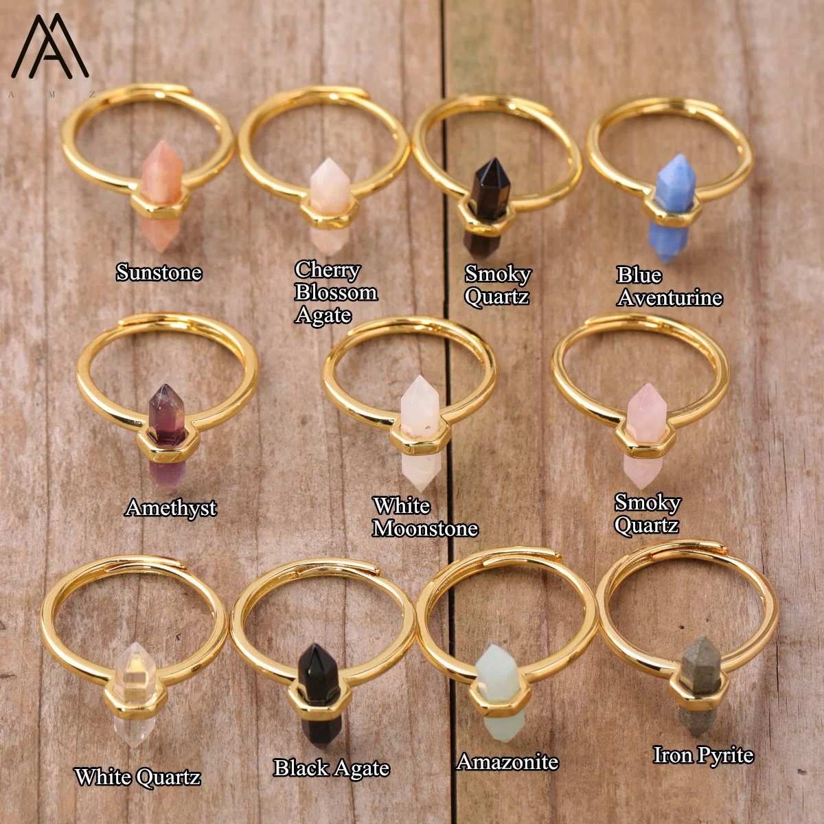Luxus Frauen Sechseckigen Stein Finger Ringe Rosen Ametysts Kristalle Einstellbare Ringe Designer Ring Jahrestag Hochzeit Schmuck – Detail 2