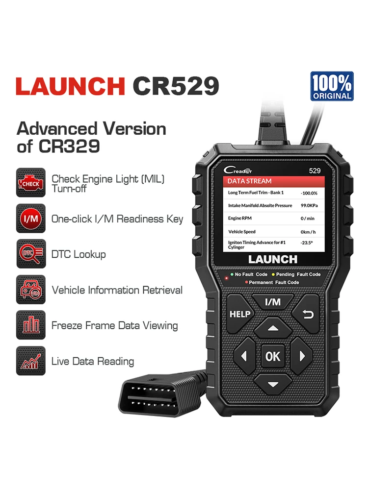 LAUNCH CR529 OBD2 Codeleser Creader 529 Scanner Kfz-Diagnosegerät OBDII Codeleser Fehlercodeleser OBD2 Scan-Tool