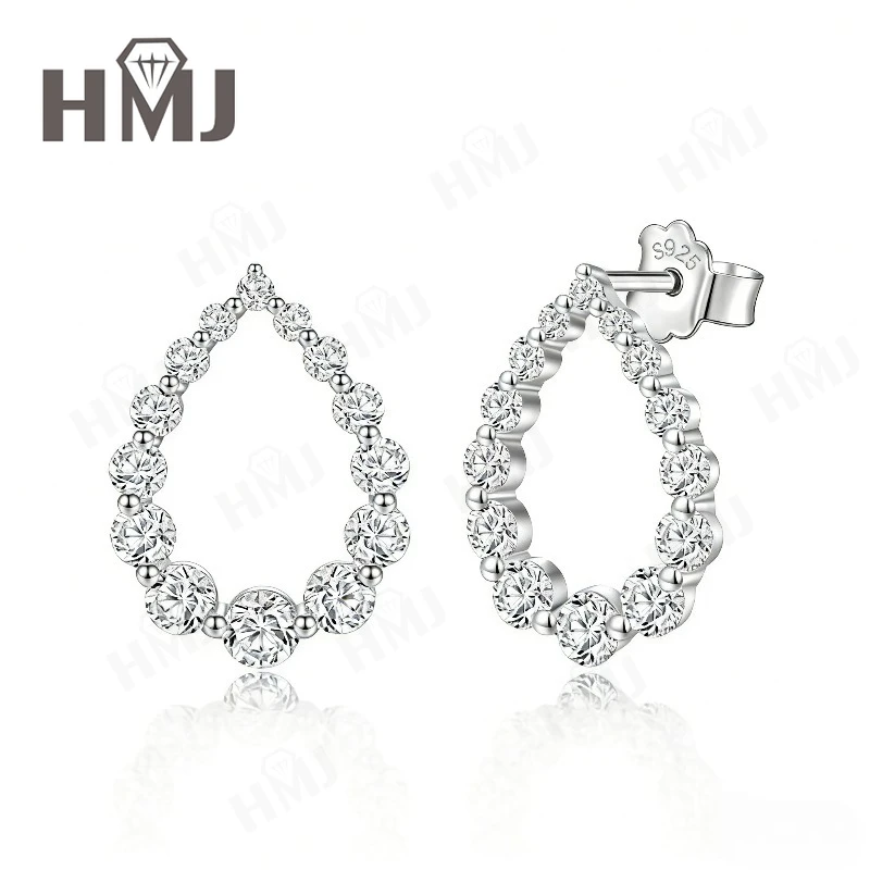 

Moissanite Earrings D Color Waterdrop Full for Women 925 Sterling Silver Hollow Teardrop Eear Studs Fine Jewelry Wedding Party