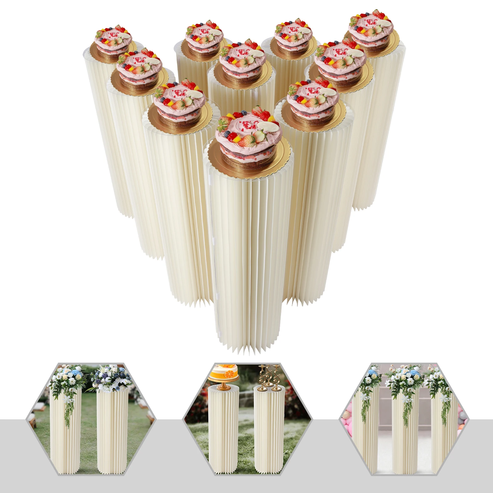 Cardboard Flower Vases 10Pcs Modern Wedding Centerpieces Bulk Cylinder Stand Party Decoration