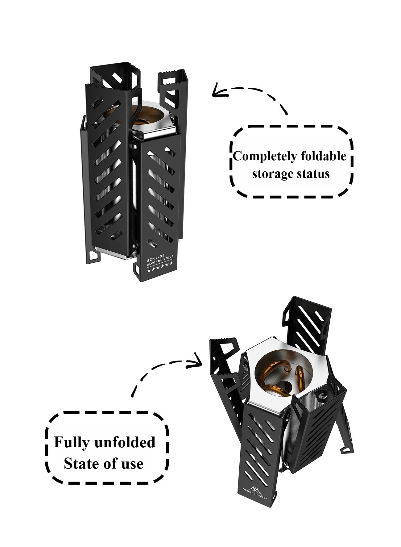 Mountainhiker Outdoor Faltbarer Ultraleichter Sechseckiger Alkoholkocher Tragbarer Edelstahl-Brennerkocher für Camping, Wandern und Survival – Detail 11