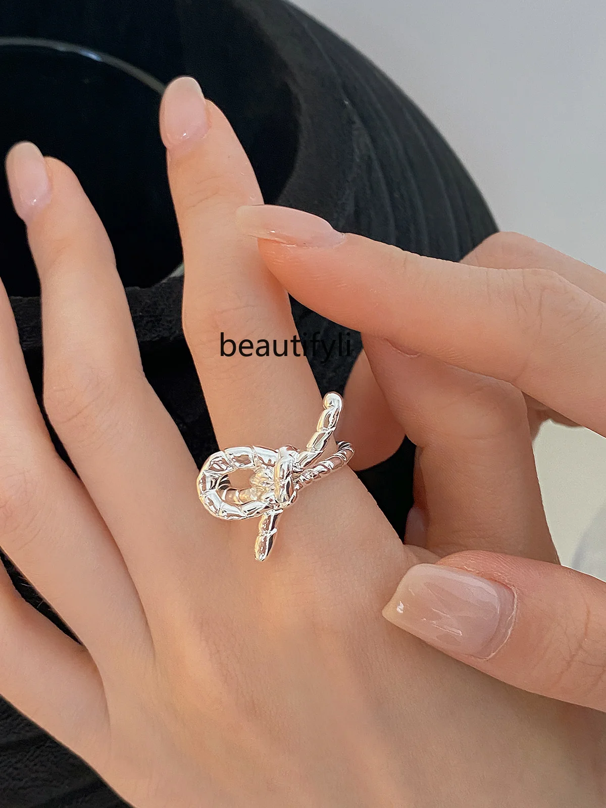 Chongqing University Bow Ring Women's Special-Interest Design Retro Irregular Open Ring