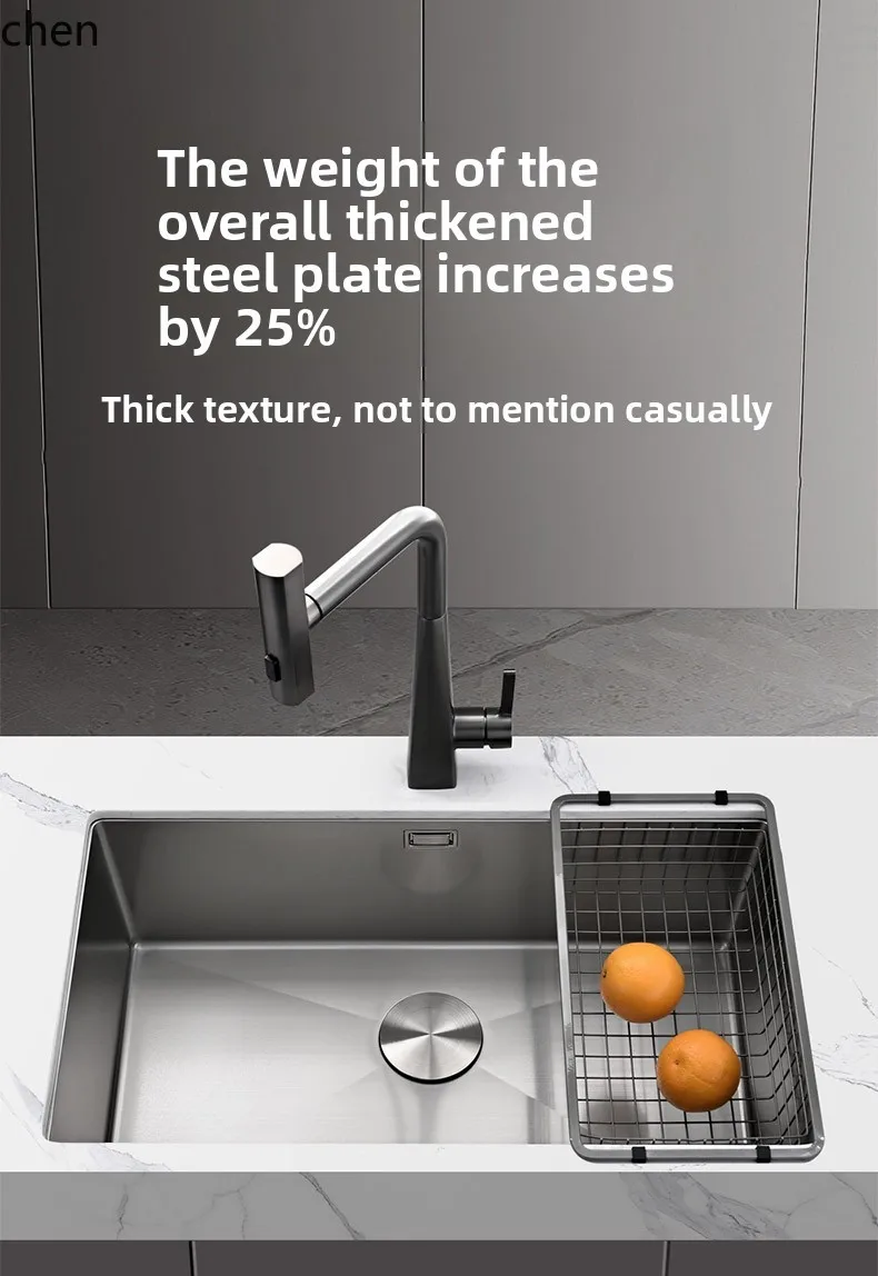 ZML Sink Large Single Bowl Stainless Steel Vegetable Washing Basin Household Kitchen Undermount Basin Thickened