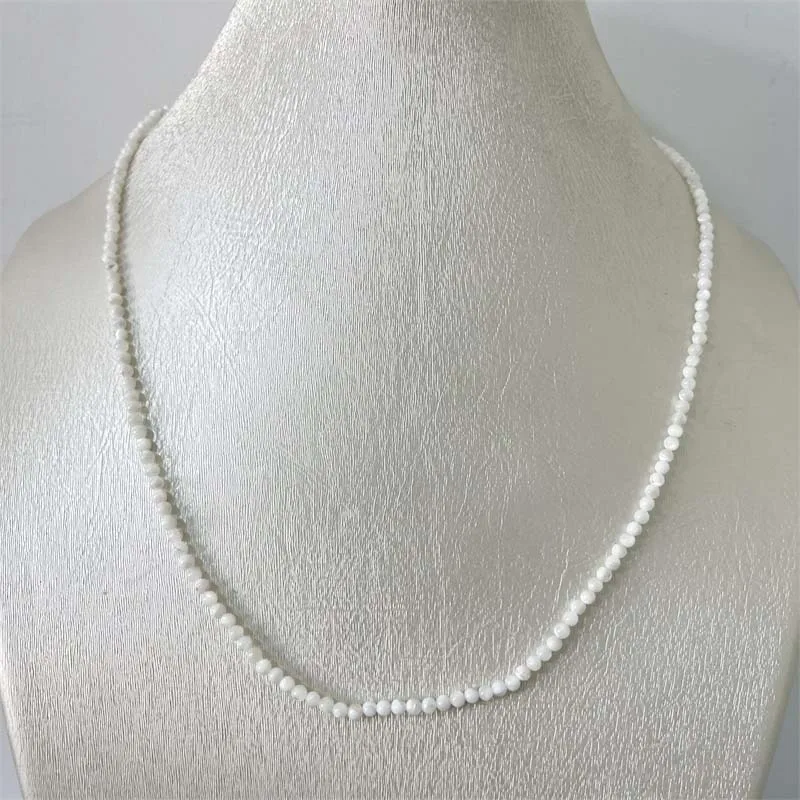3MM White South Sea Pearls Shell Stone Necklace Delicate 2025 New Natural Beads Chain Jewelry Collar Woman Gift