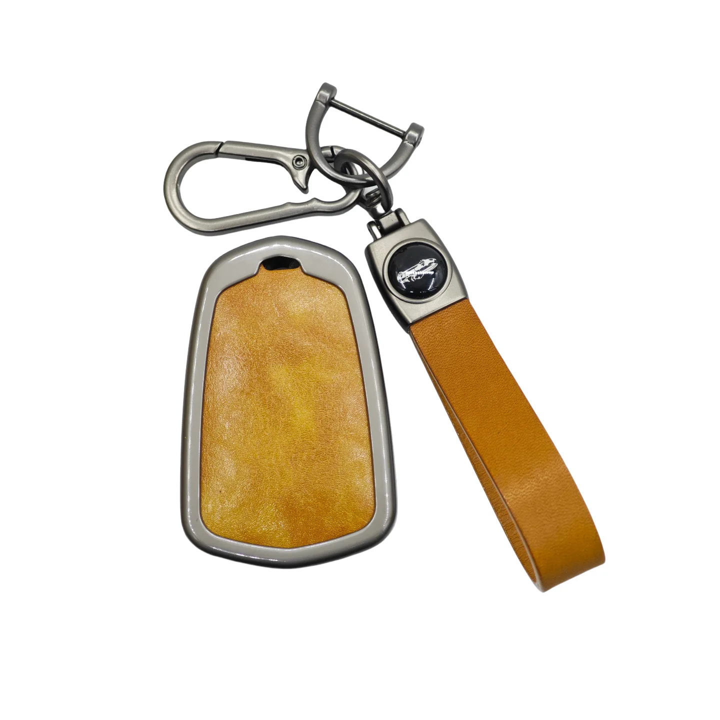 Car Key Fob Case Cover for Cadillac CT6 XT4 XT5 XT6 Vintage Genuine Leather Metal Key Fob Shell with Keychain Car Accessories