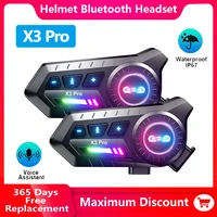 X3 Pro casco de motocicleta auriculares Bluetooth intercomunicador de 2 conductores 1000M BT6.0 IPX6 asistente de voz impermeable Radio FM de reducción de ruido