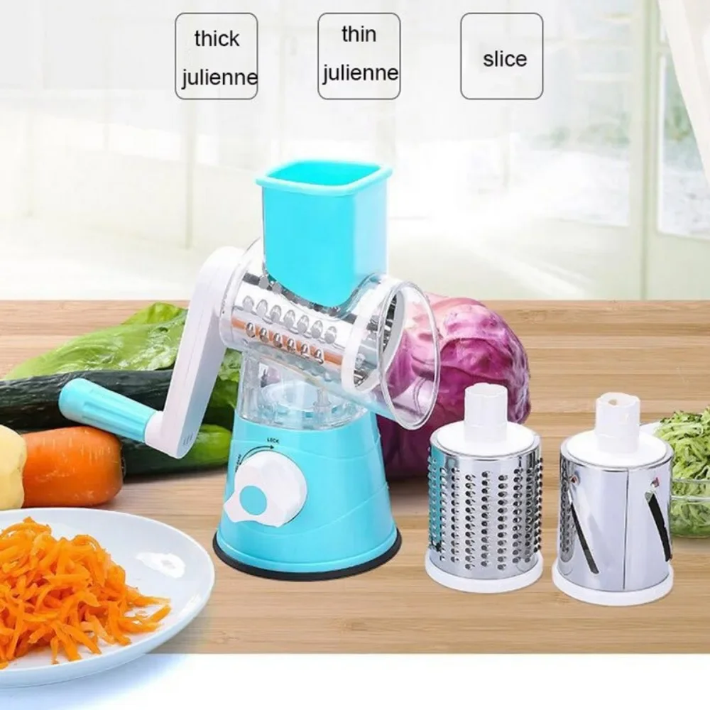 3 In 1 Slicing Grater Manual Rotary Cheese Grater Food Processor Blender Potato Slice Chopper Stainless Steel Kitchen Accessorie