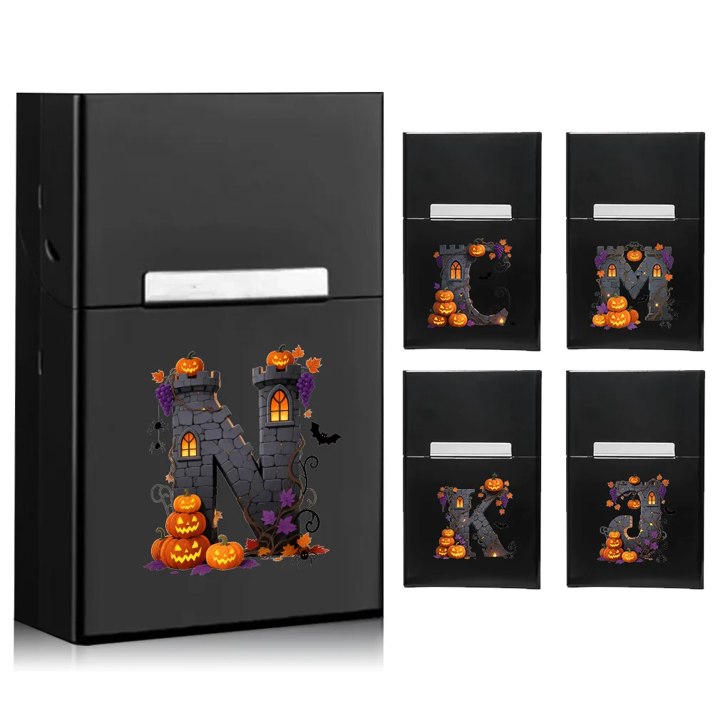 

1Pc Metal Cigarette Case Magnetic Cigarette Protective Sleeve Dust Proof Cigarette Accessories Unisex Design Halloween Pattern
