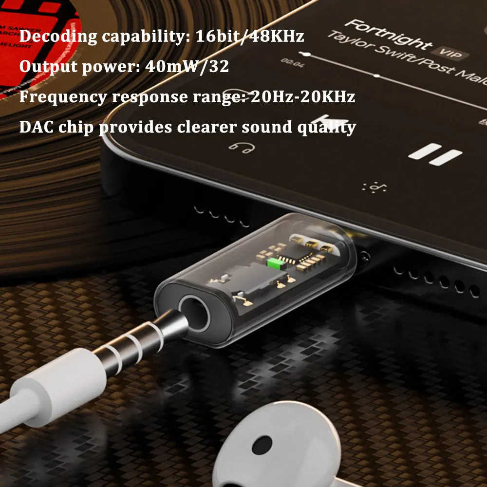 Type C To 3.5mm Jack Adapter Earphone Light For iPhone 16 15 Pro Max USB C to 3.5MM Female Audio AUX Converter Headphone Cable