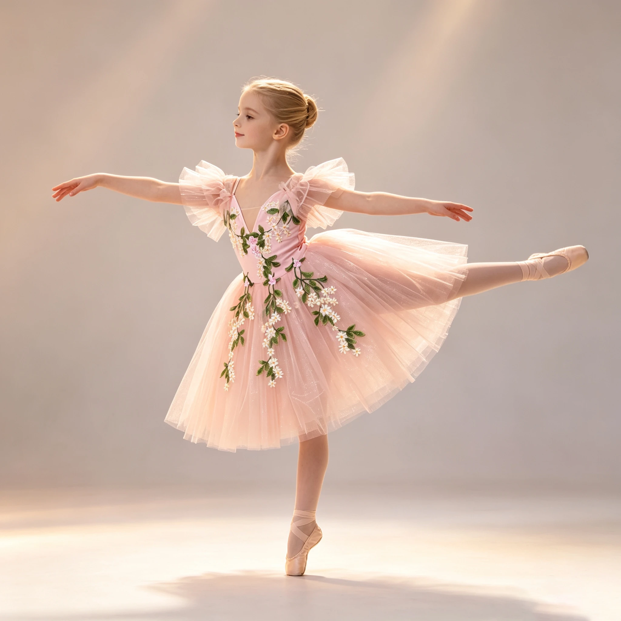 Girls' Pink Floral Embroidered Ballet Tutu Dress Party Princess Dress Children Girls Women Adult Performance Dance Costumes