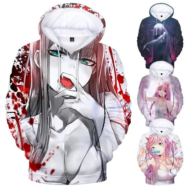 Men Women Fashion Hoodie DARLING in The FRANXX Zero Two 3D Print Sweatshirts Oversized Hoodies Casual Pullover Anime Streetwear