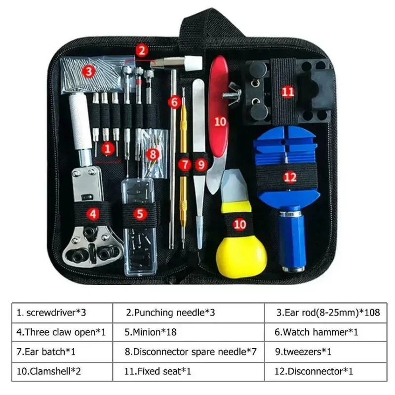 147pcs/set Tools for Repairing Watches Watch Maintenance Adjusting Watch Straps Replacing Batteries Disassembly and Installation