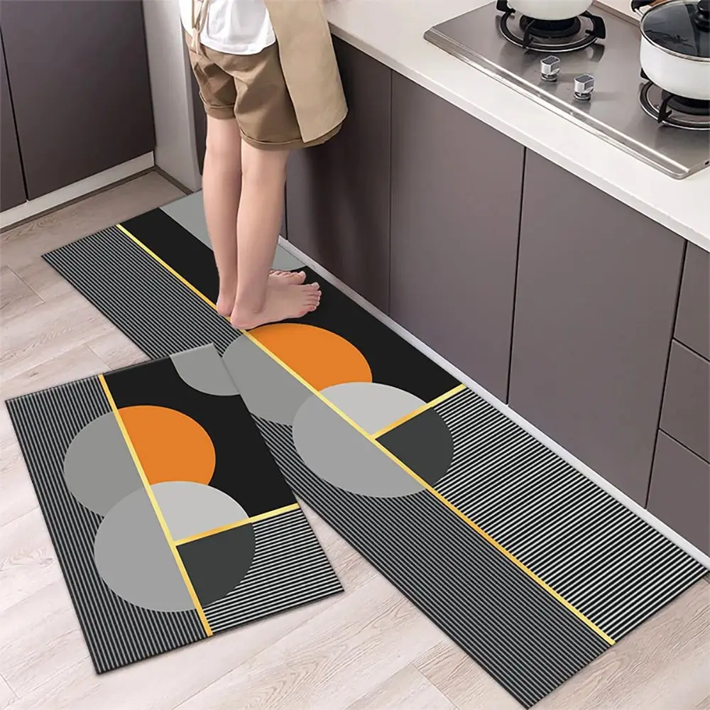 VIKAMA Washless Two-Piece Lightweight Mat Set - Kitchen Mat, Bathroom Entrance Absorbent Rug, Easy to Clean Home Decoration