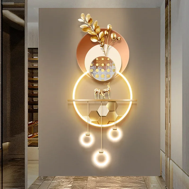 Fulu often, light luxury entrance decorative painting three-dimensional corridor aisle hanging painting led luminous lamp