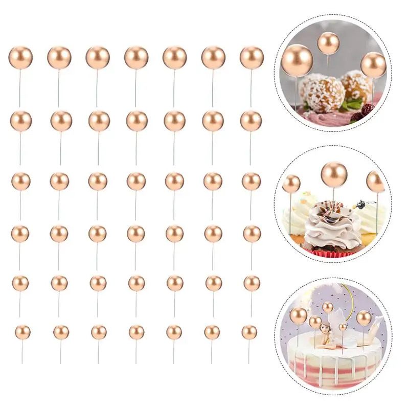 42Pcs Balls Cake Toppers Cake Insert Decoration Ball Birthday Cake Foam Ball DIY Cake Insert Picks Decoration Cake Accessory