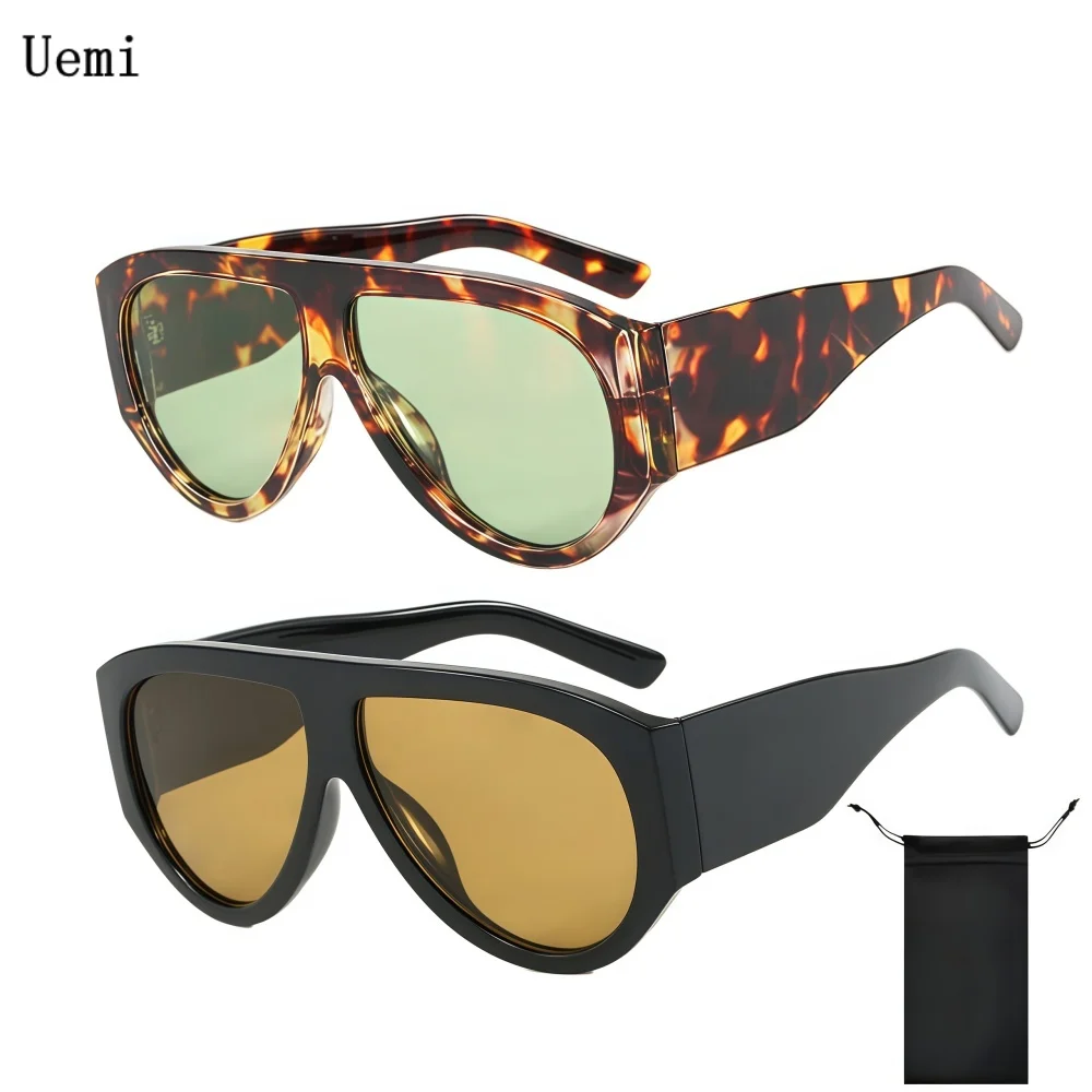 2 Stück Vintage Große Sonnenbrillen für Damen und Herren mit Tasche, Übergroße UV400-Sonnenbrillen