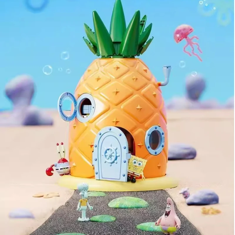 Klocki SpongeBob Kanciastoporty Dom Ananasa Restauracja Krab Patty Zestaw Modelowy Ozdoby na Biurko Zabawki DIY dla Dzieci Prezent