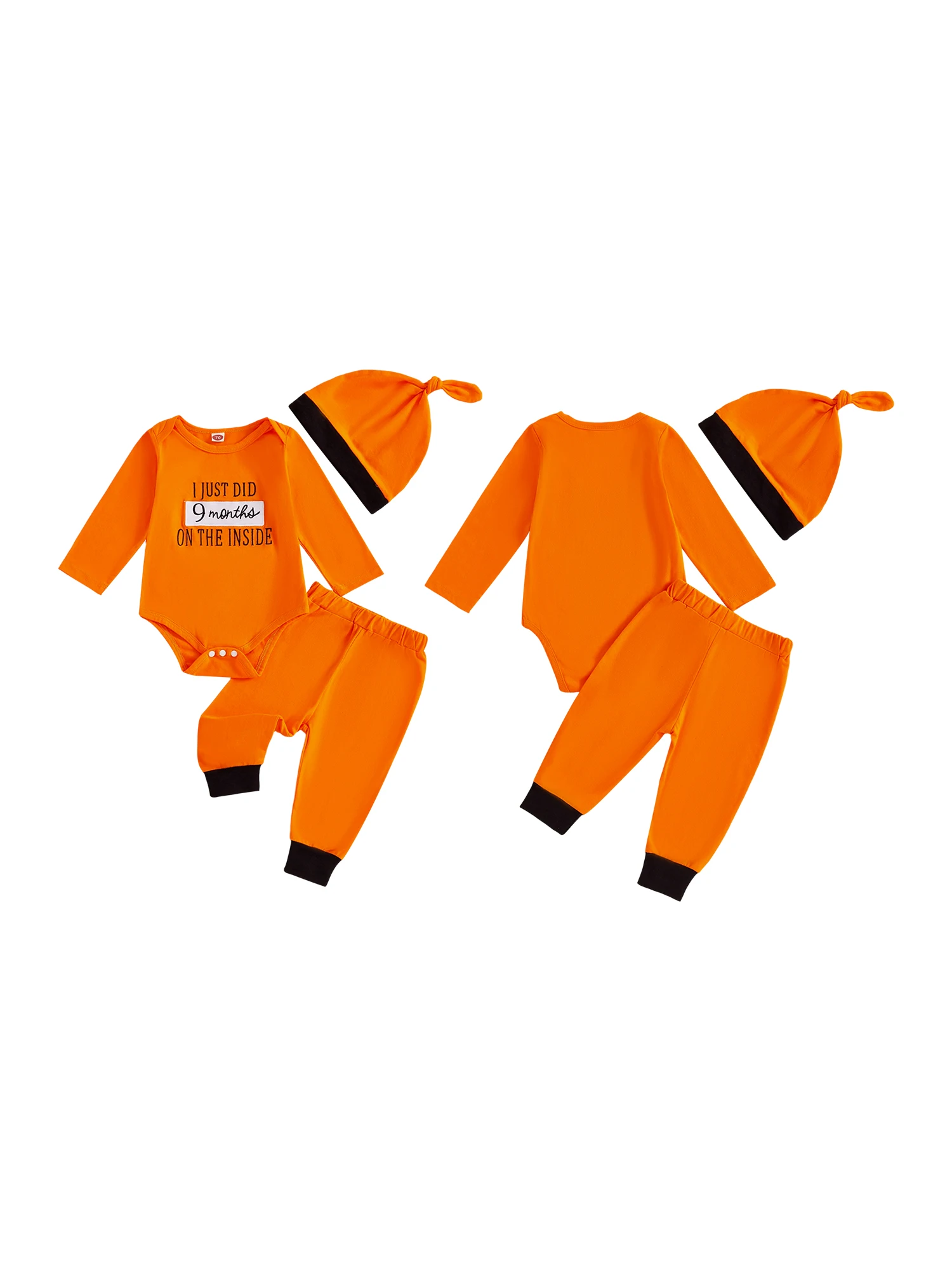 

Infant Boy Halloween Costume Set with Letter Print Romper Elastic Waist Pants and Hat - 3 Piece Fall Outfit for Baby