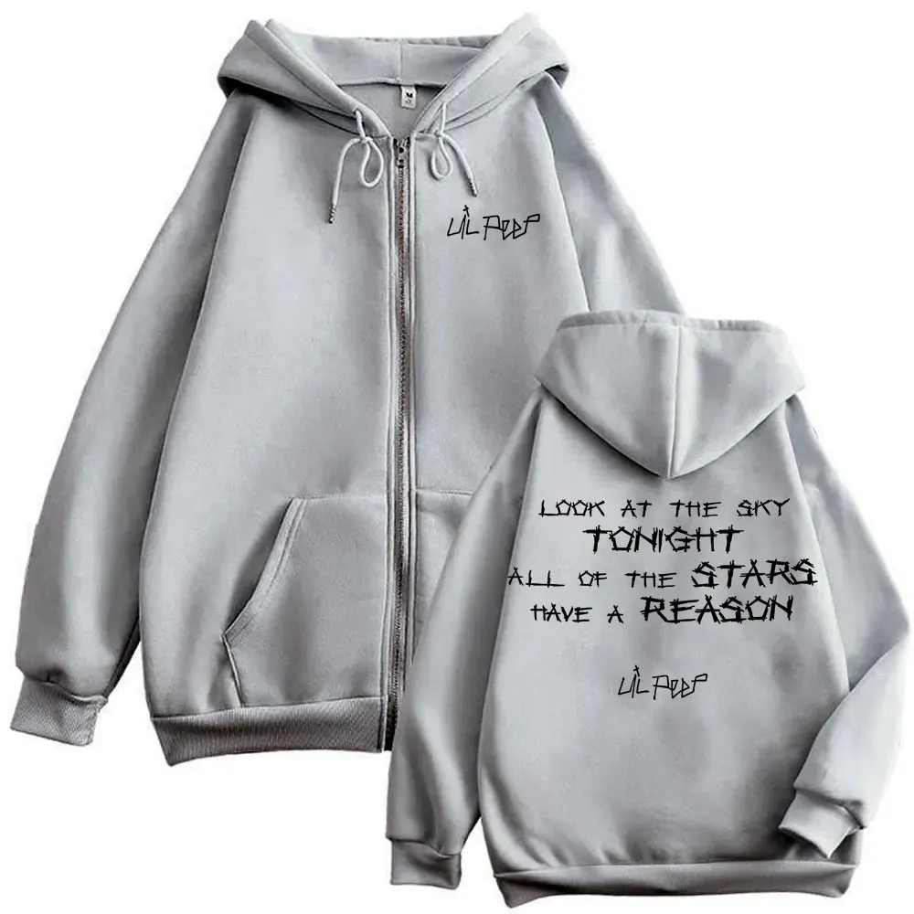 Lil Peep Look At The Sky Tonight All of The Stars Have A Reason Reißverschluss-Hoodie für Männer und Frauen, Hip-Hop-Mode, Pop-Musik-Reißverschlussjacke – Detail 6