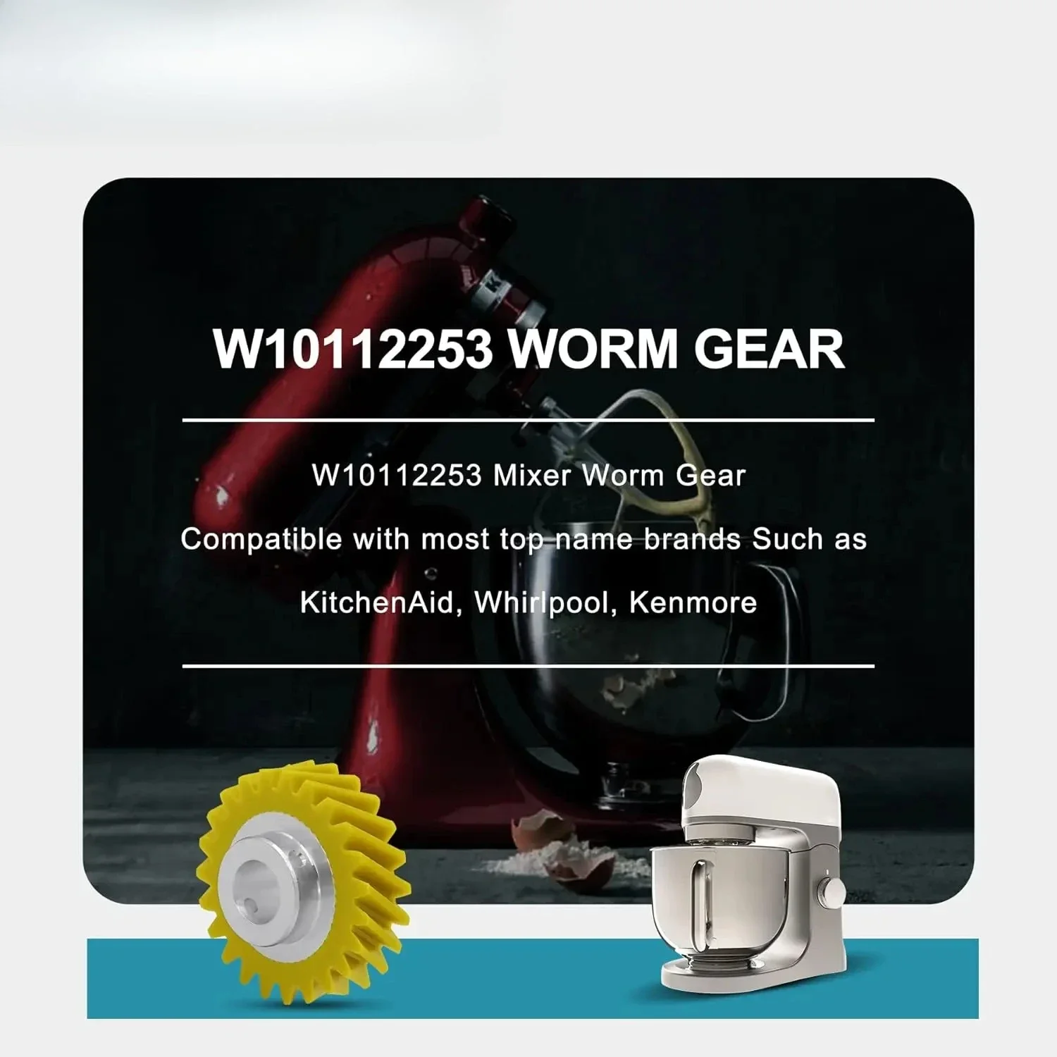 WZ-2pcs W10112253 Mixer Worm Gear Replacement Part Perfectly Fit For Kitchenaid Mixers-Replaces 4162897 4169830 5K45SS 5KPM5