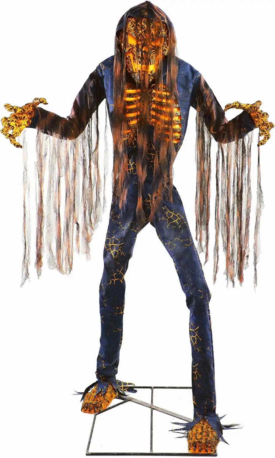 Motion-Activated 7.5-Ft. Tall Smoldering Ghoul, Plug-in Talking Scare Prop Animatronic with Spooky Sound Effects and Lights