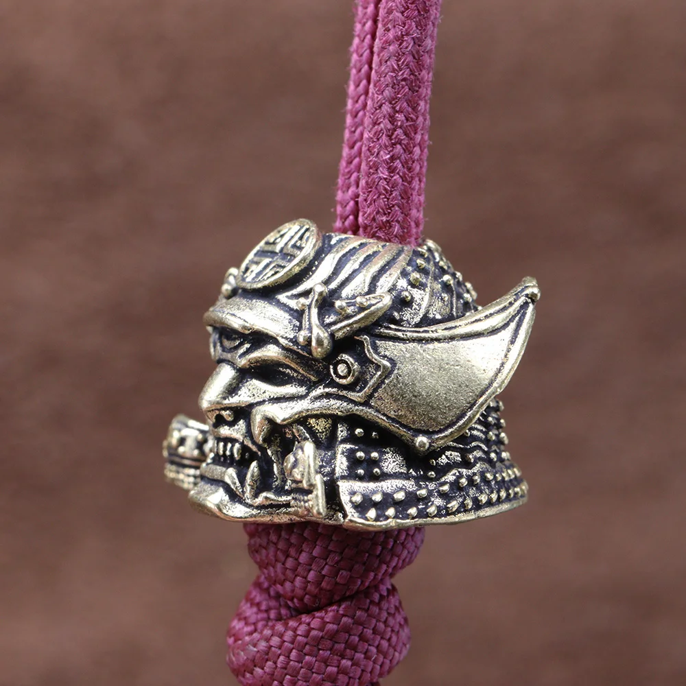 Japenese Samurai Helmet Brass Knife Beads EDC DIY Paracord Woven Bracelets Lanyard Pendants Accessories Outdoor Tool Hangings