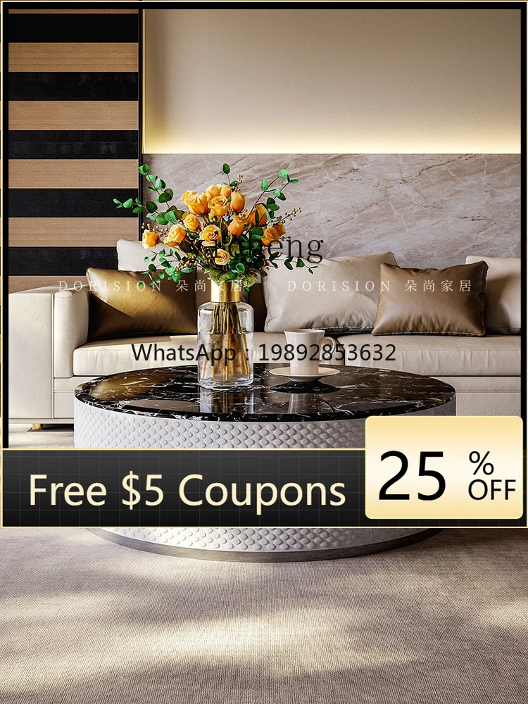 

ZZ 1 light luxury marble coffee table living room household natural luxury stone high-end round coffee table