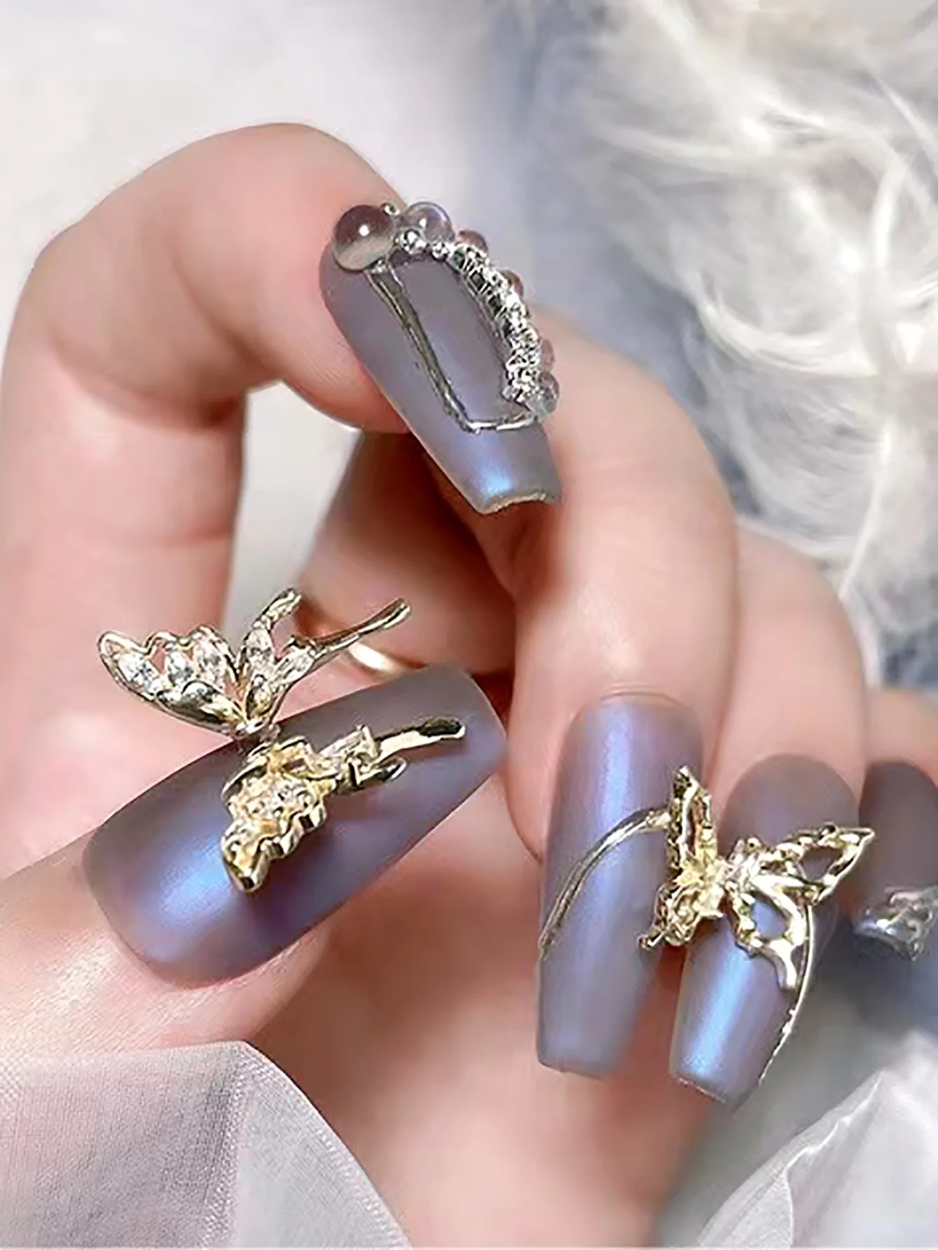10pcs nail art charm nail accessories, three-dimensional luxury style, butterfly nail art gem, DIY nail salon exclusive