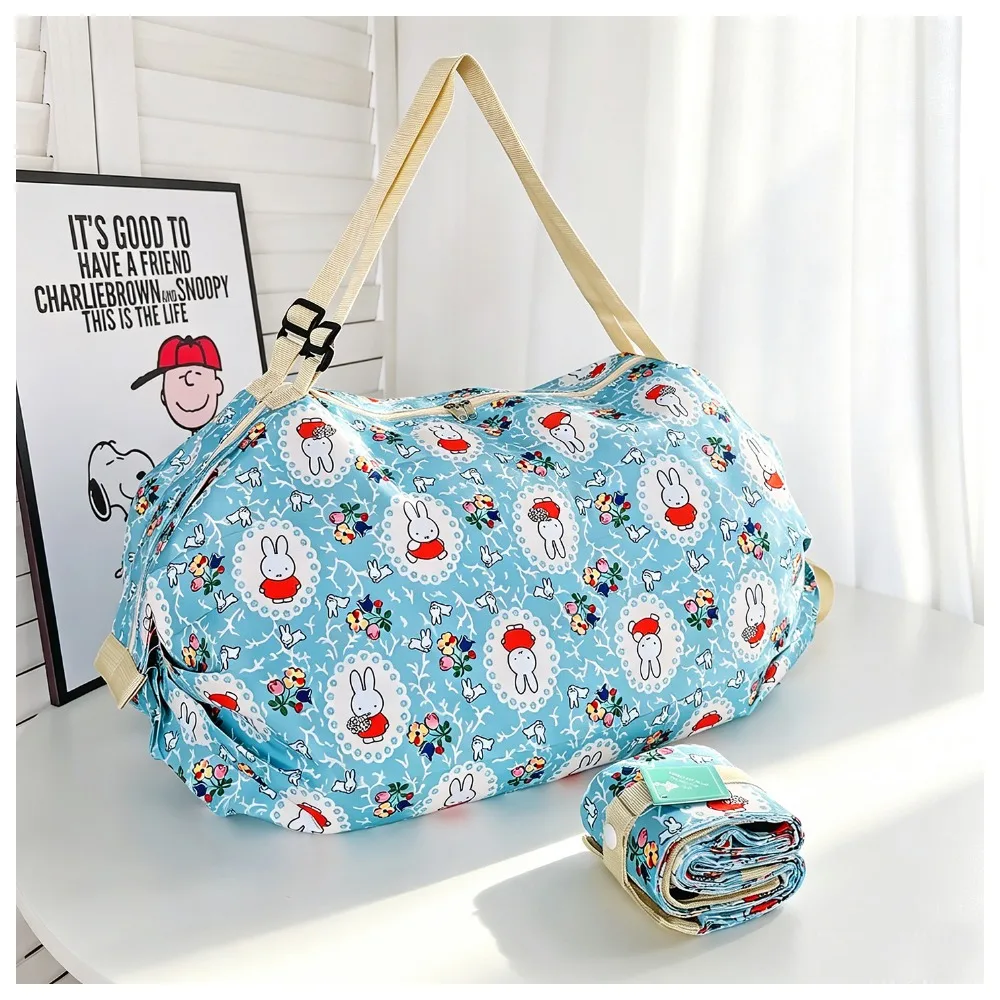 

Cute Foldable Eco Friendly Bag Cartoon Large Capacity Shopping Pouch Single Double Shoulder Travel Bag for Daily Outdoor Trip