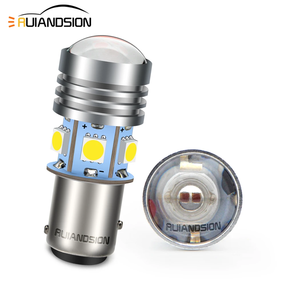 

Ruiandsion 2pcs 1157 BAY15D R10W BAZ15D 3W 6V Stop LED Brake Reverse Lamp Bulb Car Light High Low Beam White Red In One Bulb