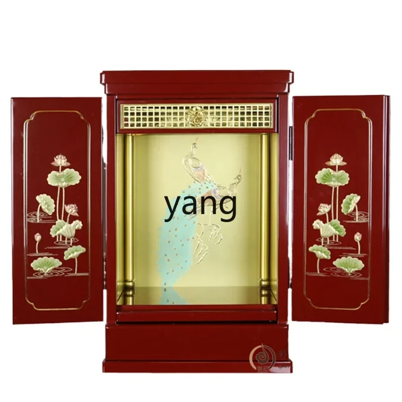 

YJQ Zhu Hong solid wood gold Buddha niche vertical cabinet household simple Buddha cabinet painted ornament