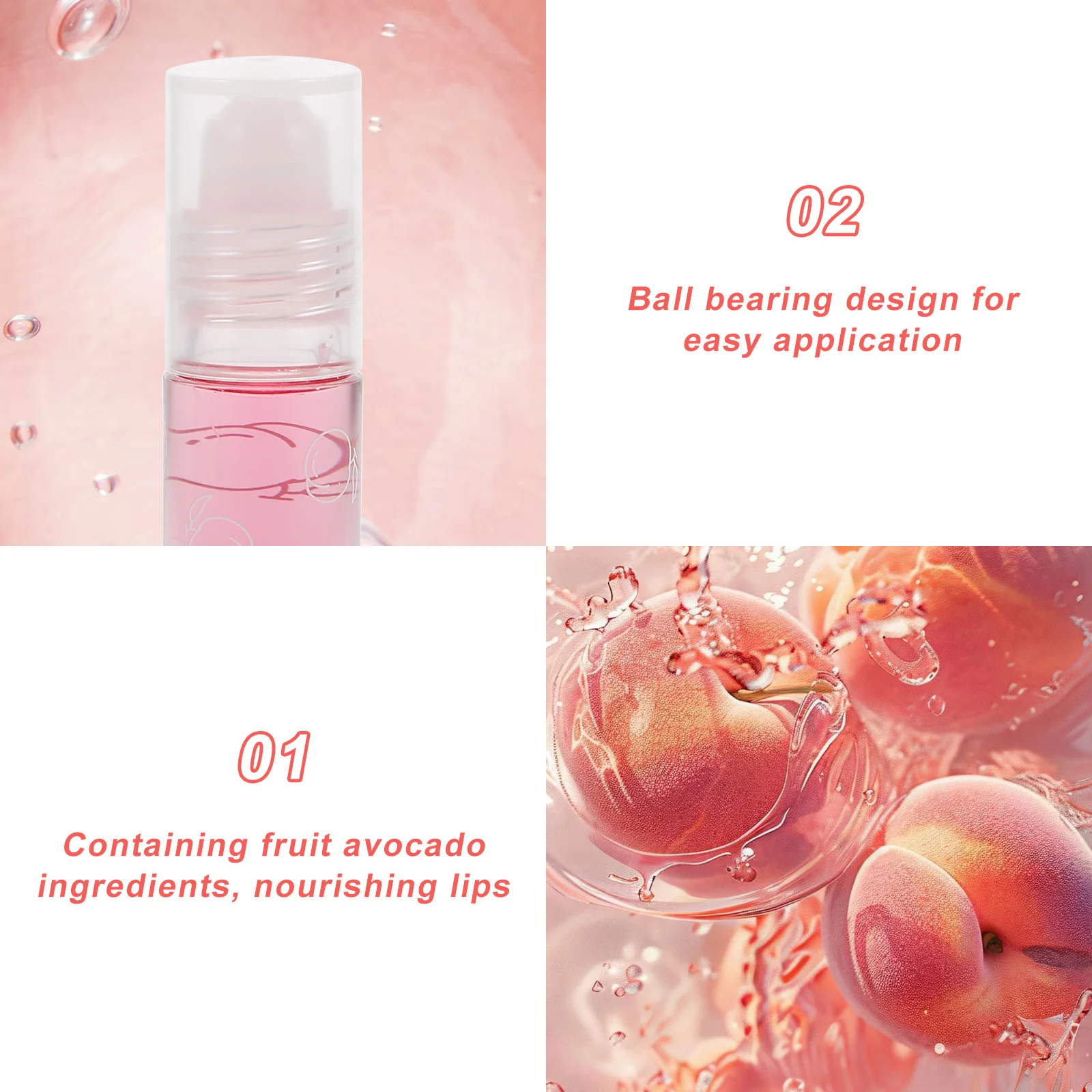 لفة على زيت الشفاه نكهة الفاكهة العنب شفافة طويلة الأمد ترطيب لمعان ترطيب الشفاه بلسم رولربال للنساء الفتيات #3