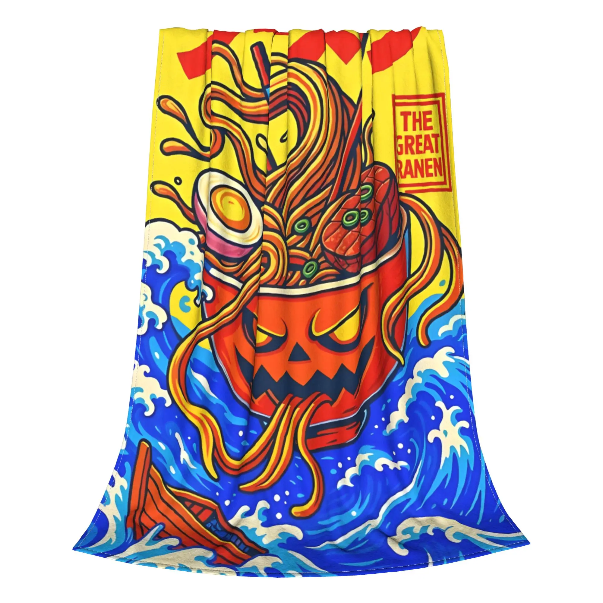 1PC Home Cute Room Decor The Great Ramen Uprising At Sea Blanket Throw Blanket Kaiju Monster Novelty Warm Blanket All Season