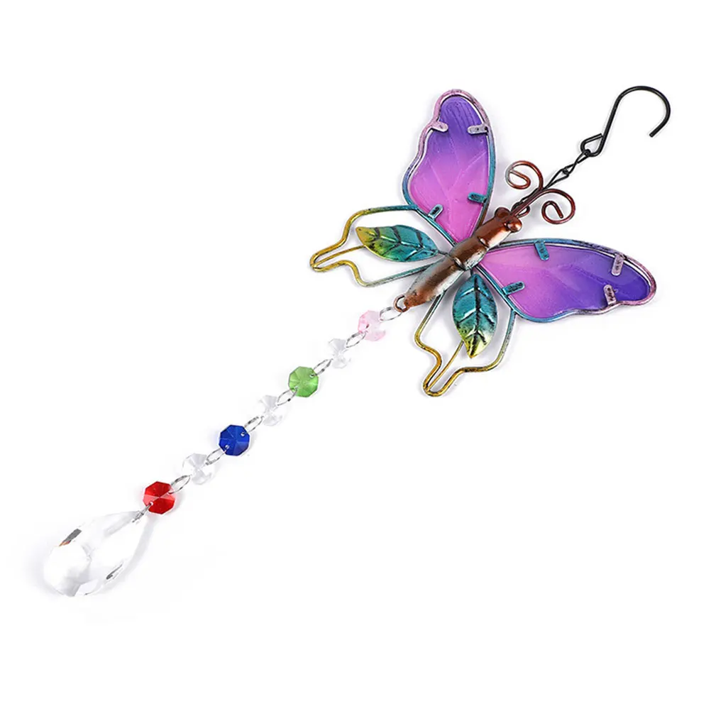

Crystal Butterfly Pendant Decoration Durable Iron Outdoor Garden Home Statues Hanging Adornment Wind Chime Tree Accessory