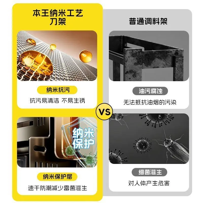 Multifunctional SUS304 Stainless Steel Kitchen Storage Rack Gun Gray Countertop Organizer With Drawers For Seasoning Knife