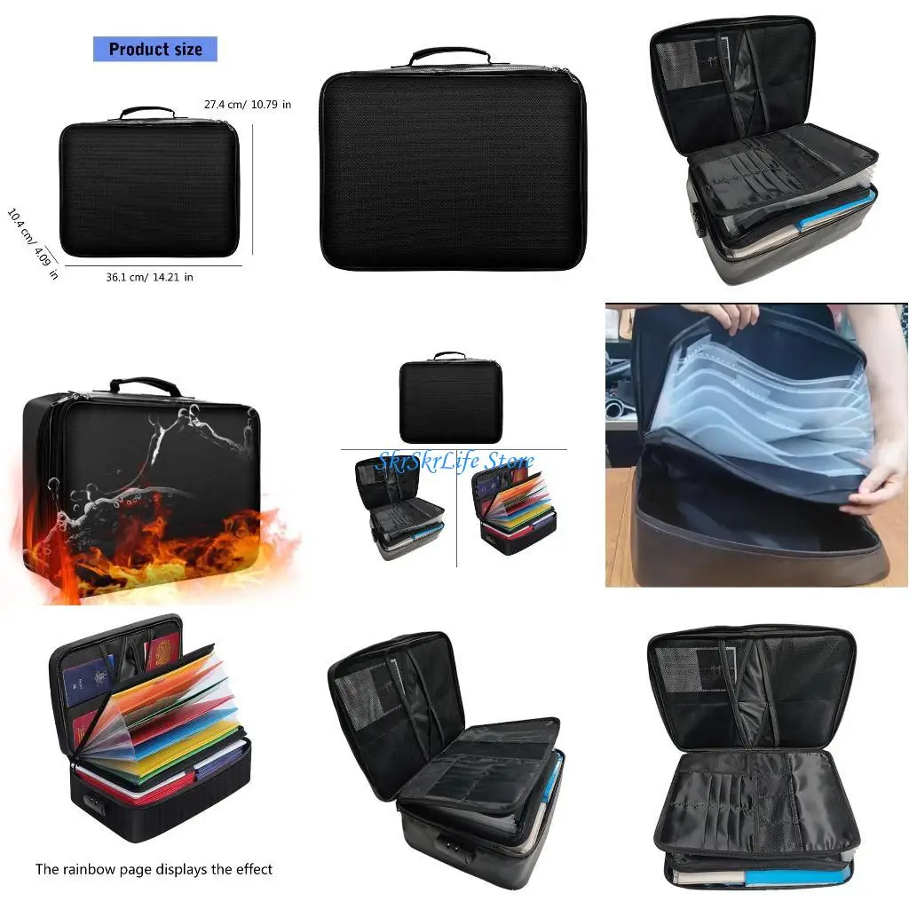 

E65E Waterproof Fireproof Document Case Document Organiser Box with 2192℉ Heat Insulated, for Important Document, File, Paper