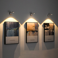 LED Spotlight, Wireless Picture Light, Rechargeable Painting Light with Motion Sensor, Stick on Lights 360° Rotation Stepless Di