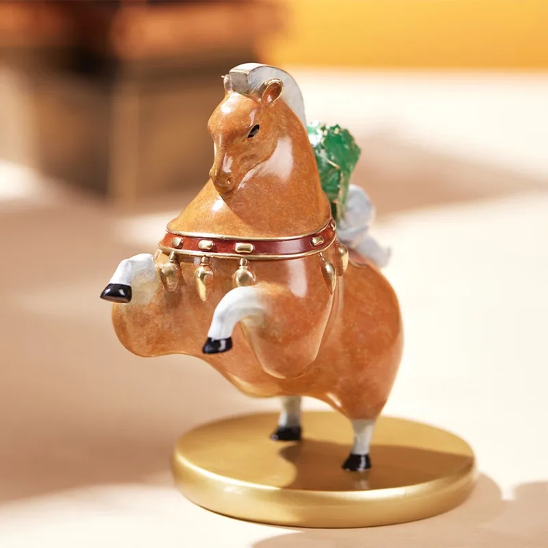 Zhu Bingren Copper‑Immediate‑Wealth‑Horse Brass‑Ornament With‑Cabbage‑Decor For Desk Living‑Room Office Business Blessing Gift