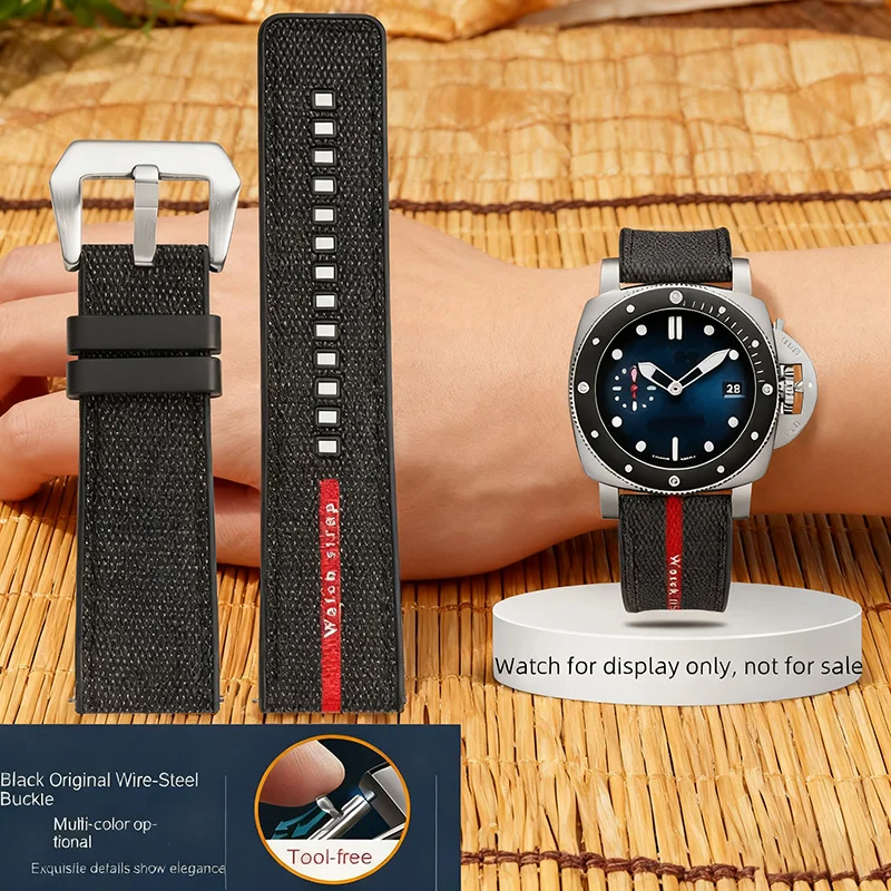 حزام ساعة مطاطي لبانيراي غاطسة لونا روسا PAM1466 PAM1391 PAM1565 الرجال حزام الساعات سوار إكسسوارات 22 مللي متر 26 مللي متر 24 مللي متر