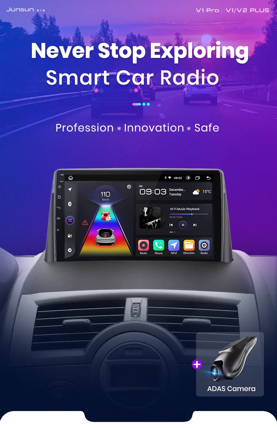Junsun drahtloses Carplay Android Autoradio für Renault Megane 2 2013-2018 Auto intelligente Systeme rds bt dsp 2 din Autoradio – Detail 6